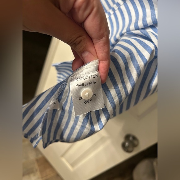 Blue and White Striped Long Sleeve Dress - Picture 3 of 5